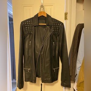 Allsaints XS vintage Conroy jacket matte finish silver zipper and middle zip
